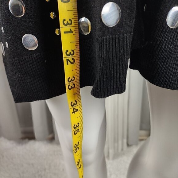 Carmen Marco Valvo Mirrored Button Open Face Black Cardigan Size XL (NWT) - Picture 6 of 13